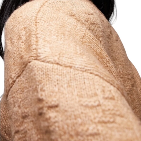 Topshop Knitted Textured Basket Weave Cardigan in Carmel Size 4-6 - Picture 3 of 9